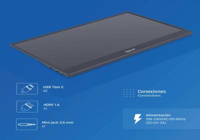 iggual Monitor portátil 15,6" IPS FHD USB-C funda
